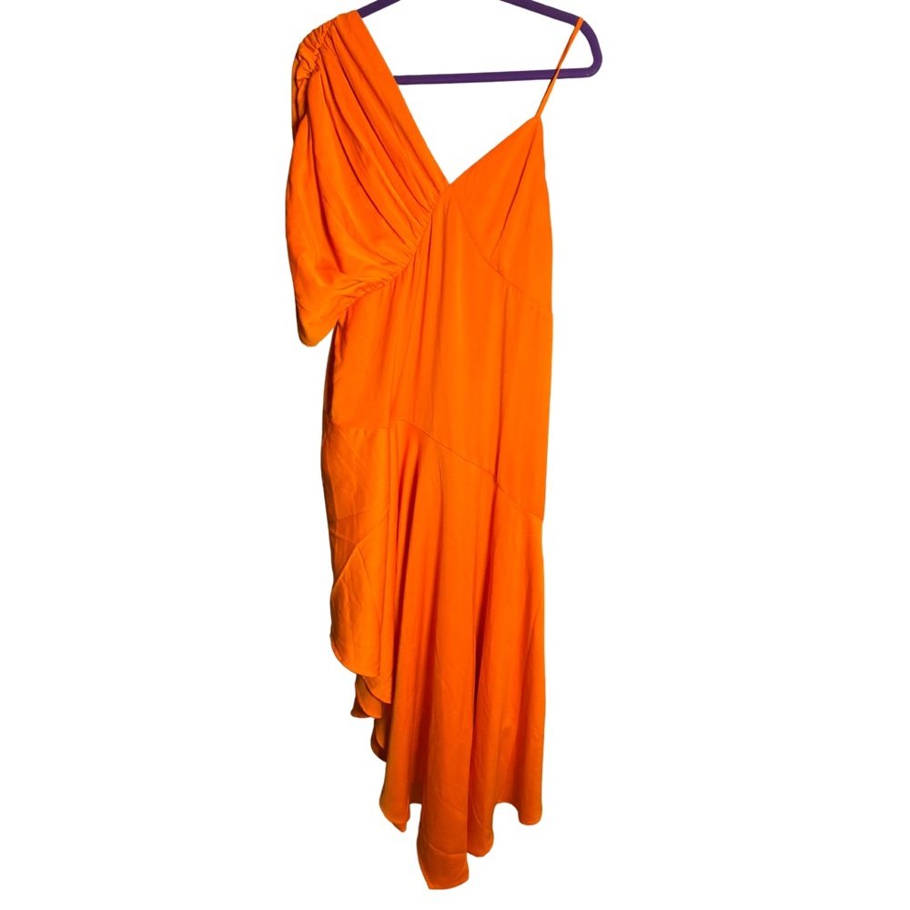 Vibrant Asymmetrical Orange Dress (0290)